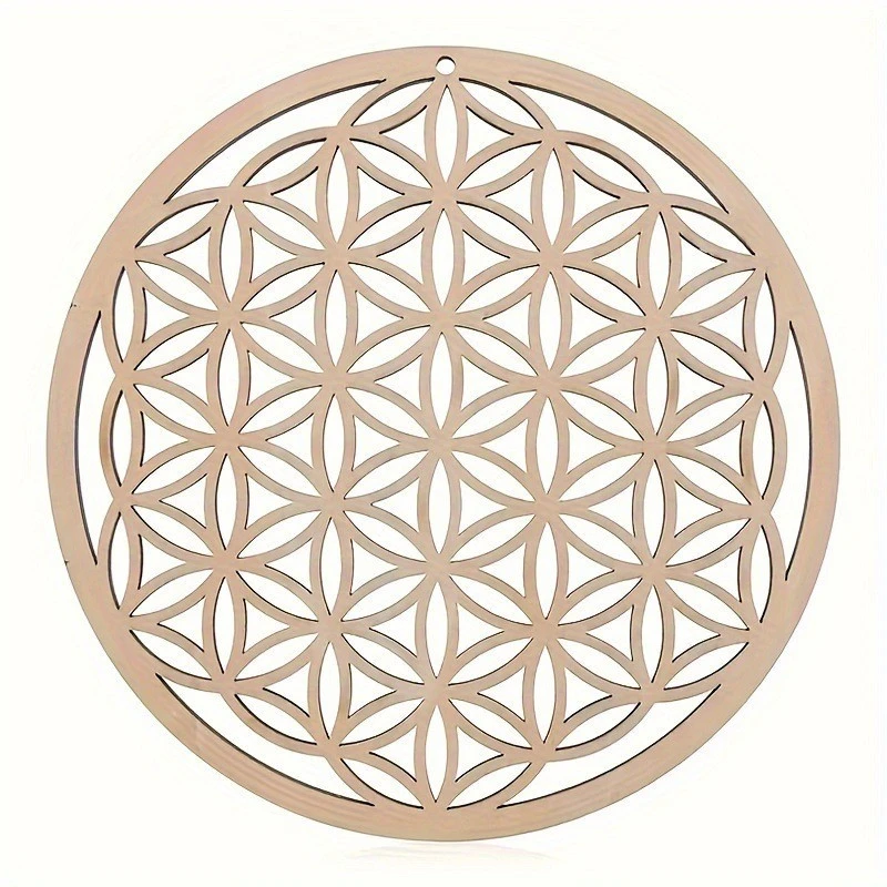 1pc Wooden Wall Sign Flower Of Life Shape Laser Cut Wooden Wall Art Home Decoration Handmade Coaster Craft Making Sacred Geometric Decoration, home decor hanging gift